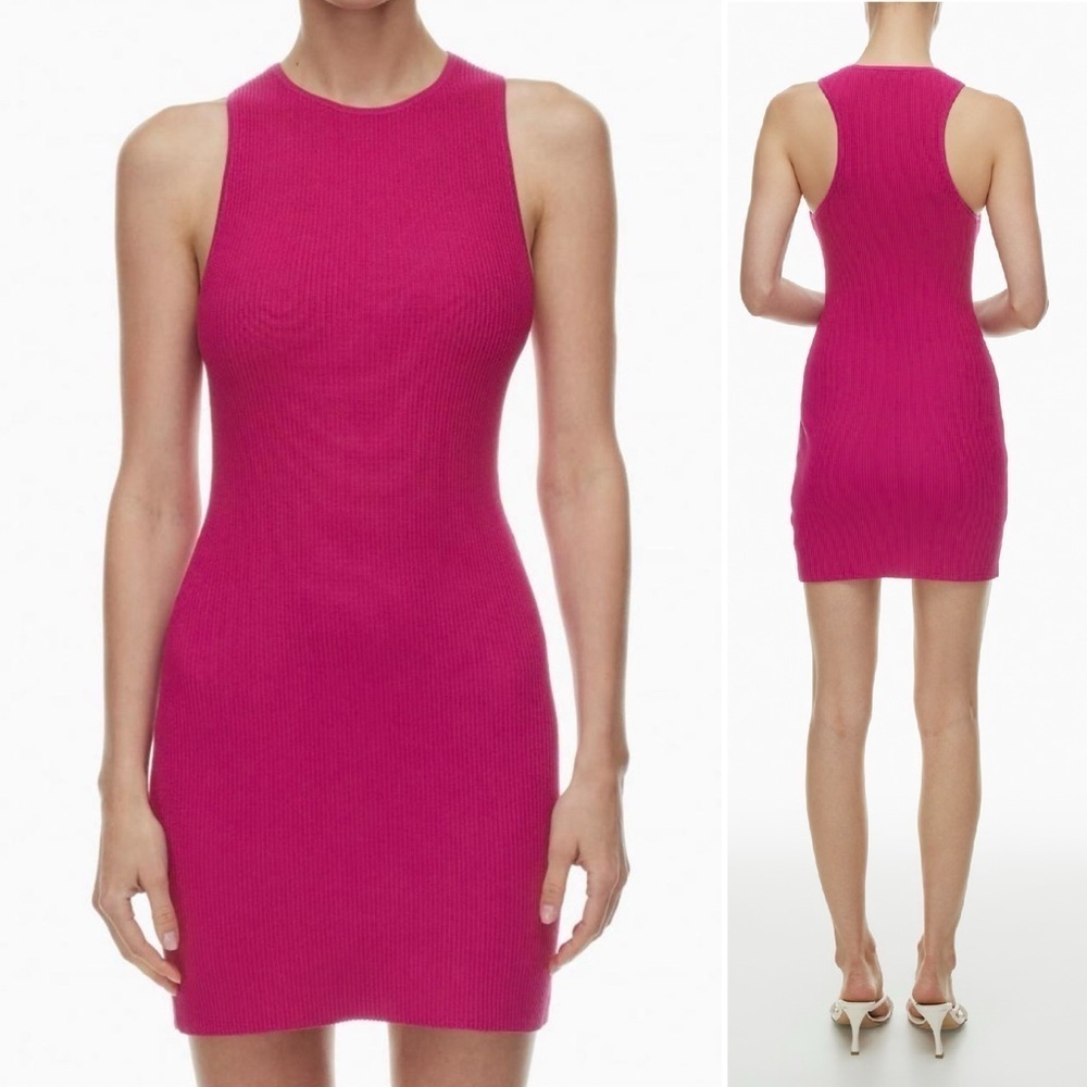 ARITZIA BABATON Granita Pink Sculpt Knit Racer Mini Dress M